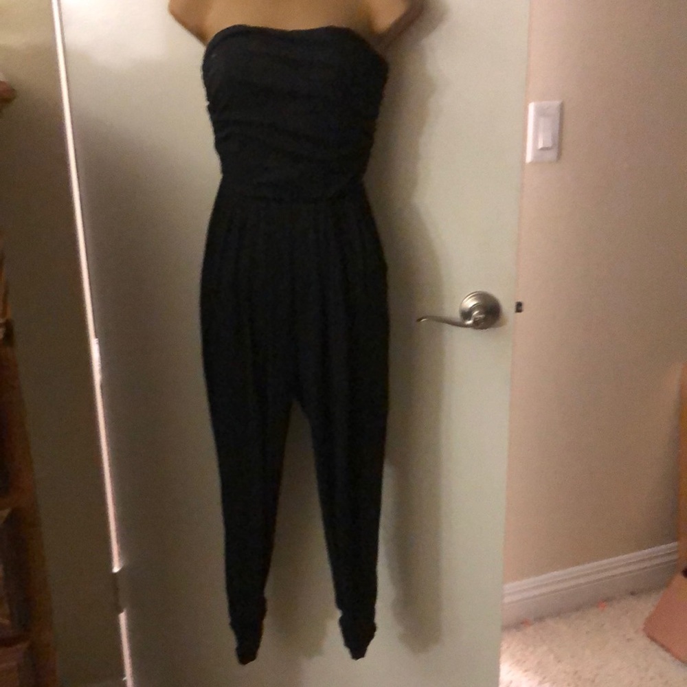 Black strapless jumpsuit
